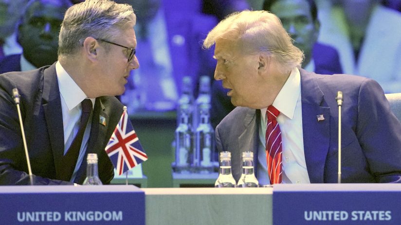 Keir Starmer and Donald Trump in a joint appearance discussing political strategies and international relations.
