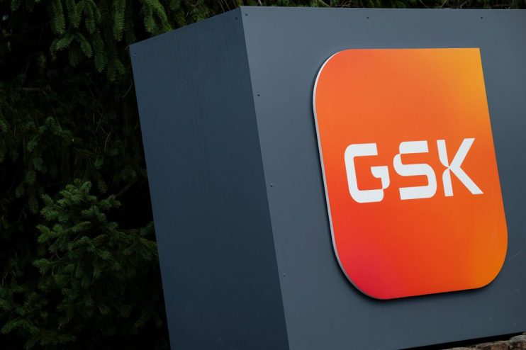 GSK logo displayed prominently, signifying the companys presence and relevance in the business and healthcare sectors.