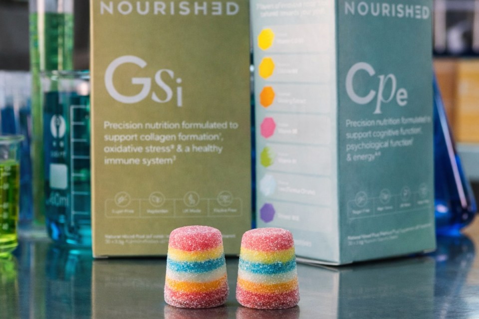 Assorted colourful Nourished gummy highlighting vibrant hues and variety