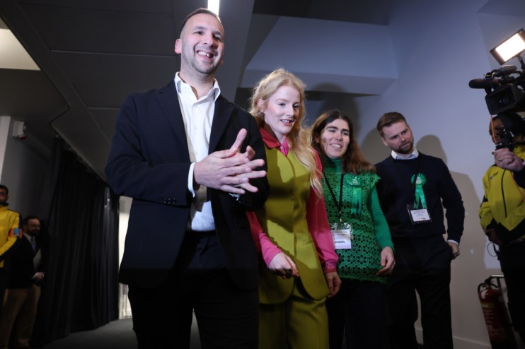 Green leader Zack Polanksi and new MP Hannah Spencer.