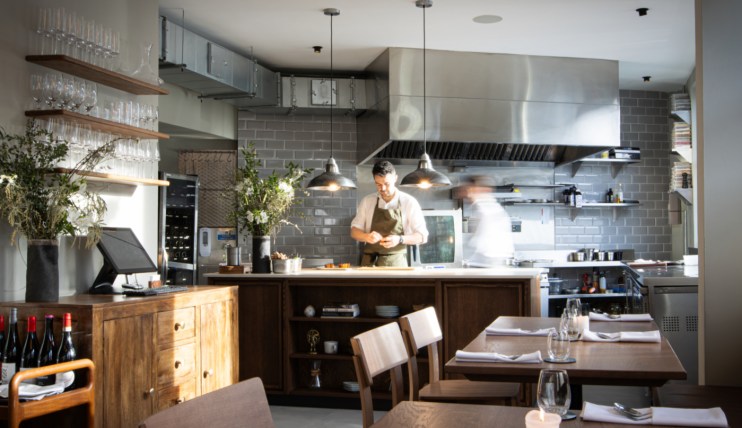 Gorse restaurants open kitchen showcasing chefs at work, highlighting culinary expertise, credit to photographer Will Barker