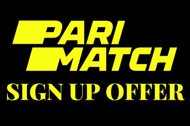 Parimatch sign up offer promotion with welcome bonus details displayed on a digital sportsbook interface