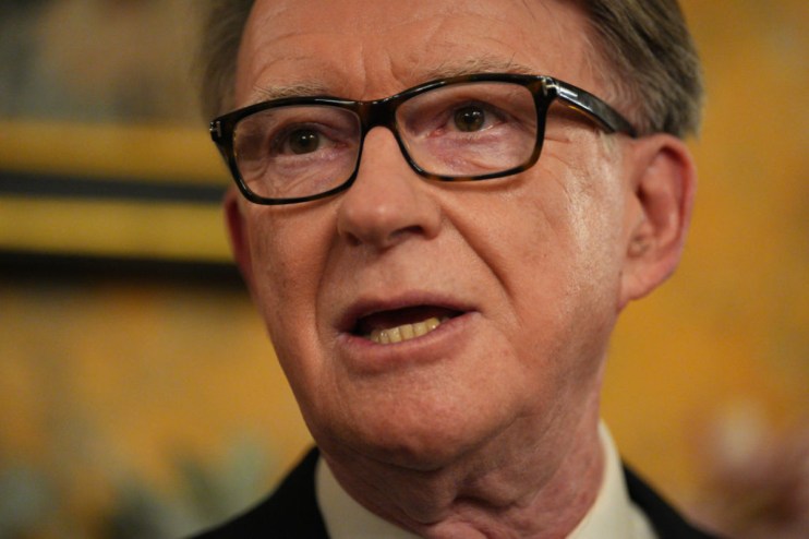 Peter Mandelson meets officials at the White House, highlighting diplomatic discussions and international relations.