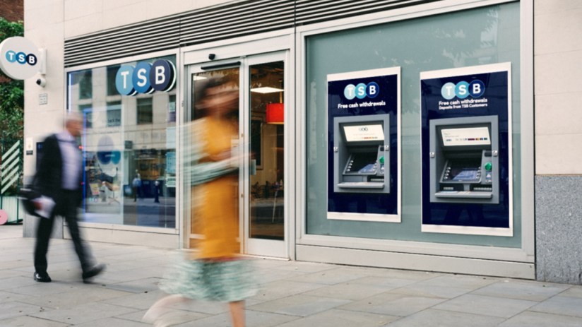 TSB Bank branch exterior showcasing modern architecture and signage in a bustling urban setting