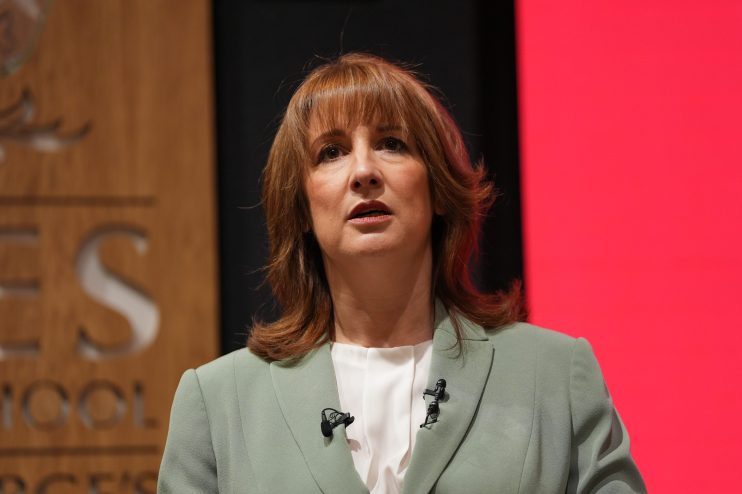 Rachel Reeves delivering her Mais Lecture, addressing economic policies and financial strategies at a business event.