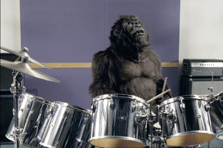 Cadbury Gorilla drumming in iconic Dairy Milk advertisement, highlighting creative marketing in the confectionery industry