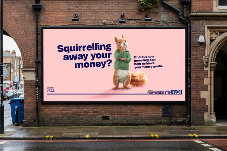 Savvy the Squirrel mascot promotes retail investing campaign with vibrant graphics and engaging call-to-action elements