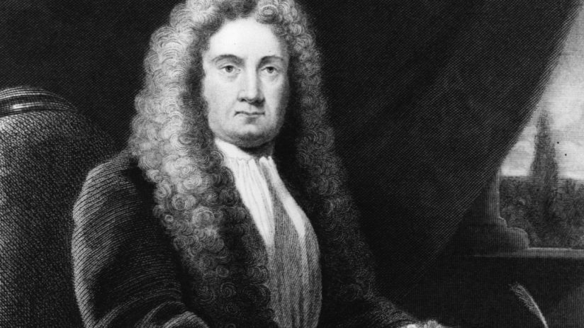 Sir Hans Sloane portrait, influential British physician and collector, depicted in 18th-century attire with a scholarly ex...