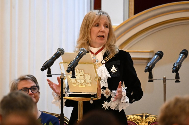 Susan Langley, Lady Mayor of Canada, in formal attire at a city event, symbolizing leadership and governance