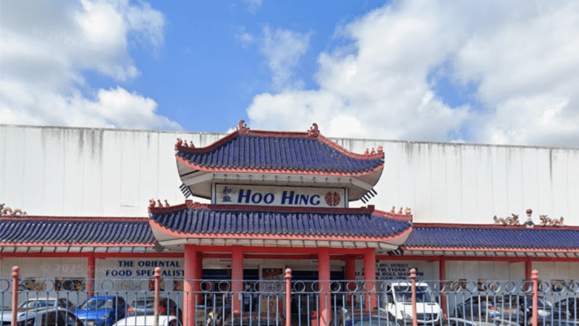Hoo Hing Supermarket exterior showcasing the storefront with signage, entrance, and surrounding urban area in daylight