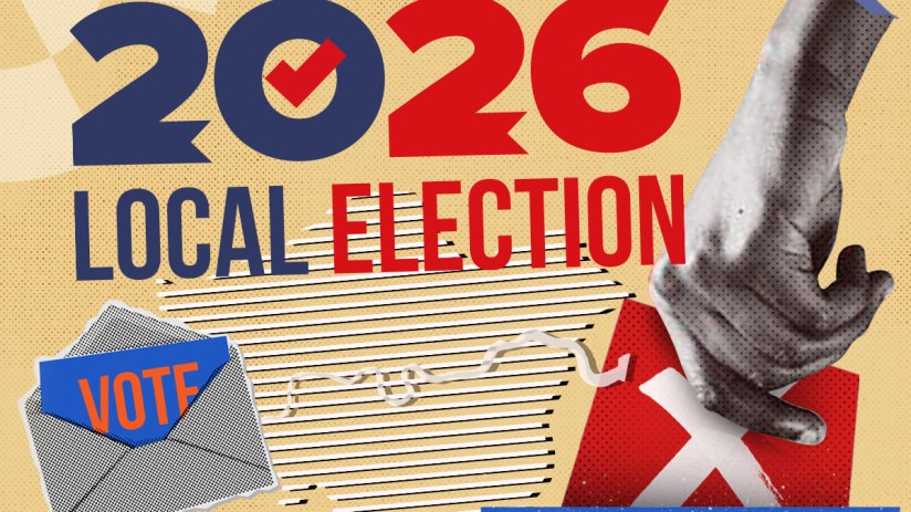Voters casting ballots at a polling station in London during a local election, highlighting civic engagement and democrati...