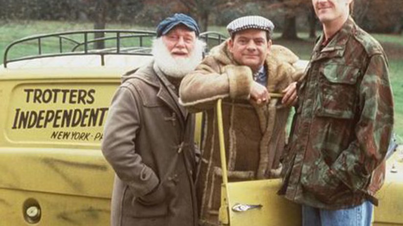 Scene from Only Fools and Horses TV show, featuring main characters in a humorous setting, credit to BBC