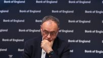 Andrew Bailey, Bank of England governor, discusses economic policy during a press conference at the central bank headquart...