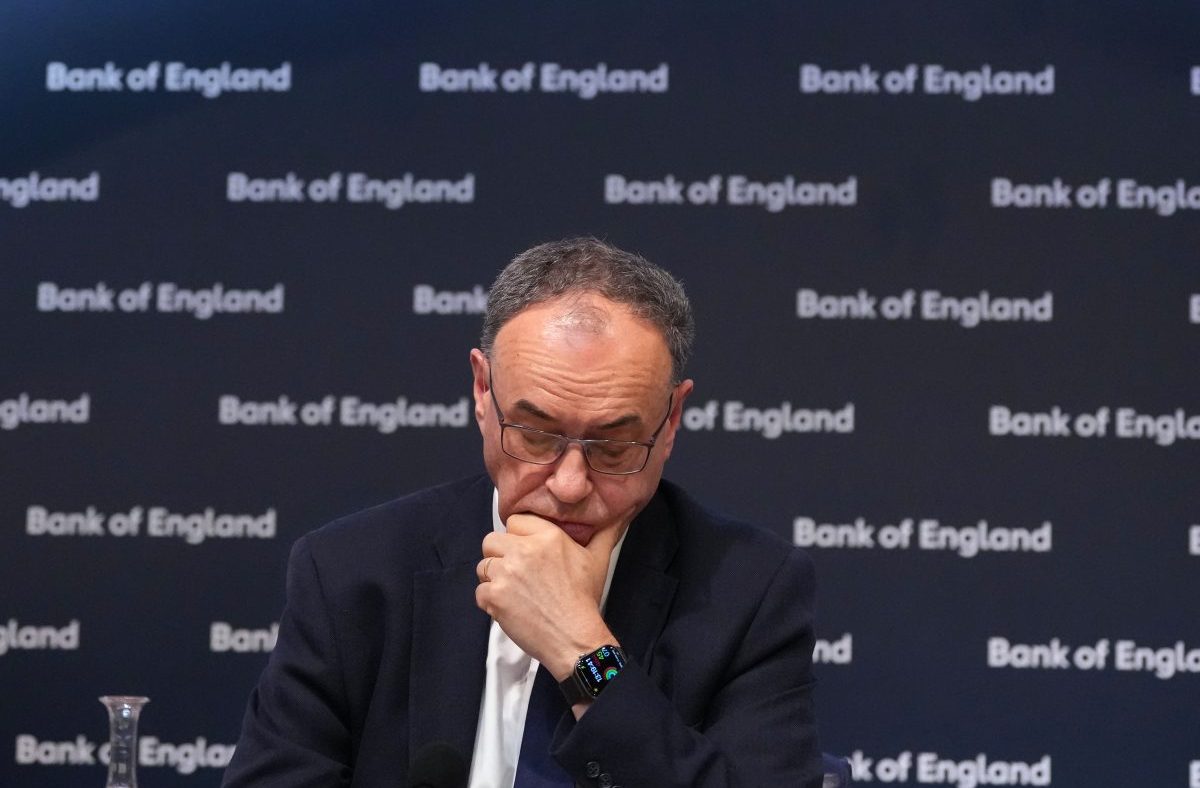 Andrew Bailey, Bank of England governor, discusses economic policy during a press conference at the central bank headquart...
