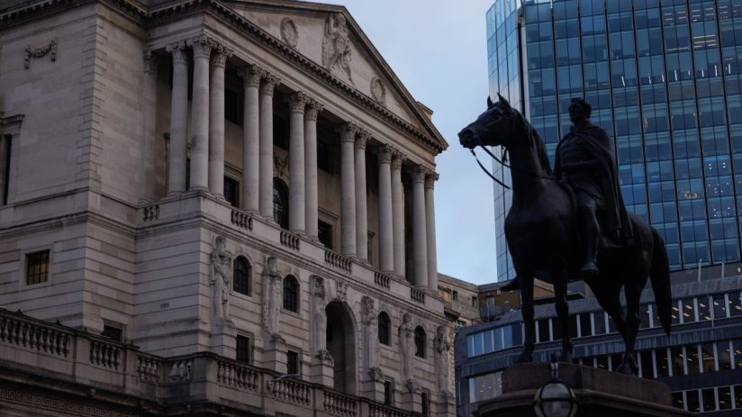 Bank of England headquarters in 2025, showcasing modern architecture and iconic London skyline in the background.