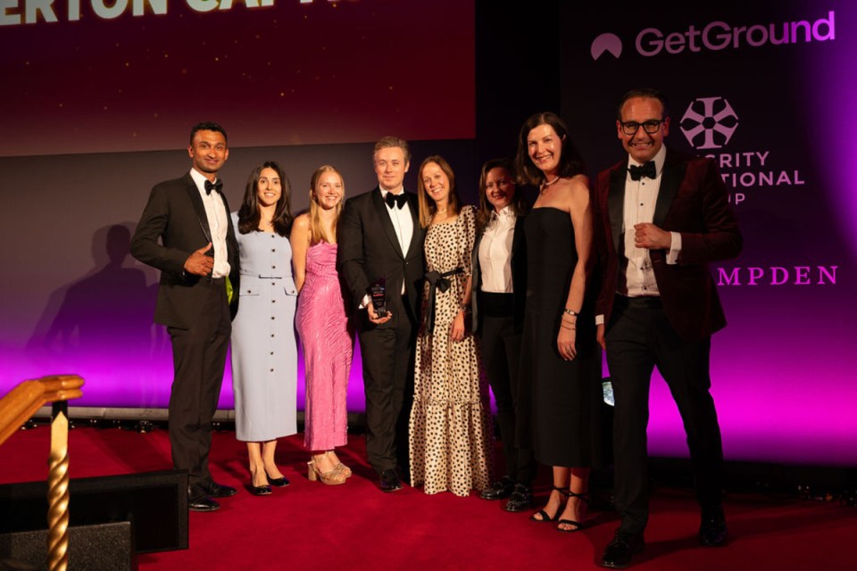 Balderton Capital team celebrating Morning Wire Awards win in a formal setting, showcasing business excellence and achievement