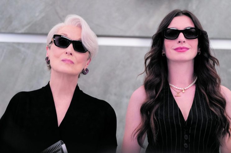 Miranda Priestly in stylish attire, possibly hinting at a sequel to Devil Wears Prada, showcasing high fashion elegance