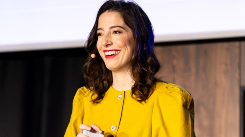 Eleonore Crespo, CEO of Pigment, confidently leading a business meeting in a modern office setting