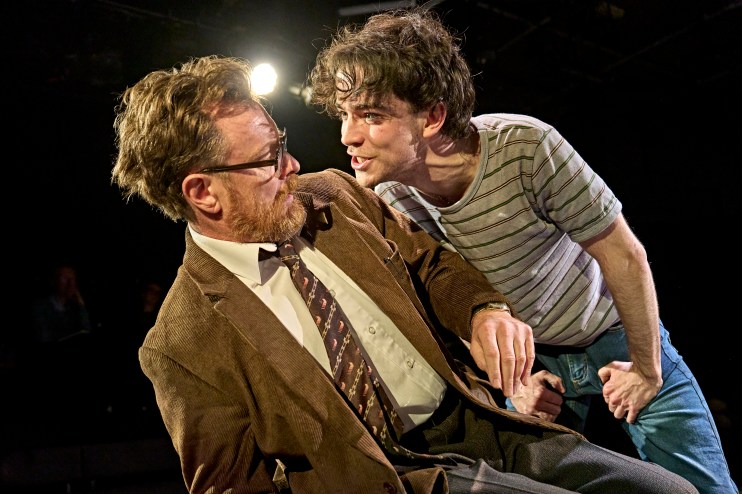 Equus West End theater production featuring dramatic stage setting with actors in period costumes performing a pivotal scene