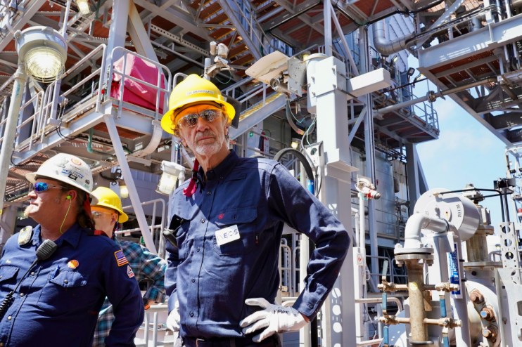 Jim Ratcliffes Ineos operations at an offshore oil rig, showcasing industrial equipment and maritime environment.