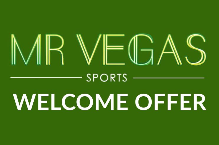 Mr Vegas Sports Welcome Offer banner showcasing promotional details for new customers on a business news background