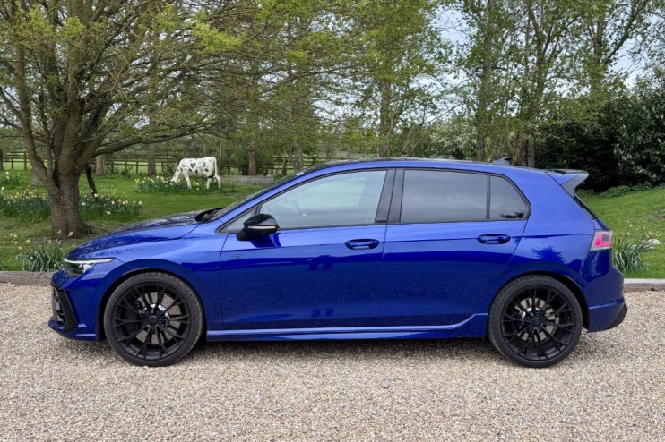 2026 Volkswagen Golf R in sleek design, front view showcasing new aerodynamic features and advanced LED headlights