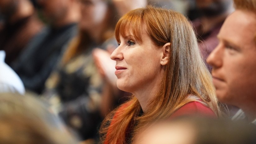 Angela Rayner addresses the media, discussing current political developments and her role in shaping policy decisions.