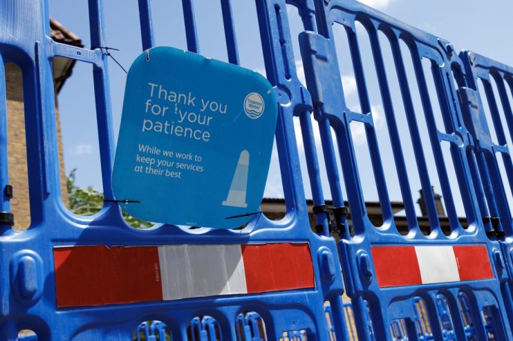 Thames Water infrastructure with pipes and valves, highlighting water management in urban areas amidst ongoing utility dis...