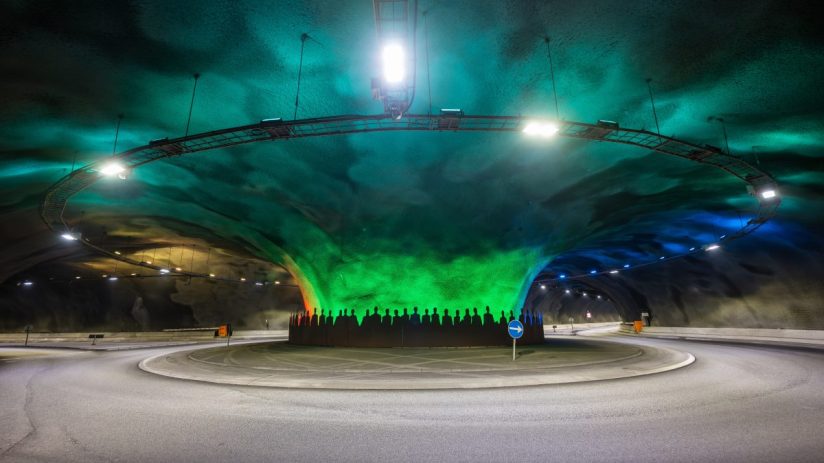 Underwater roundabout in the Eysturoy Tunnel, featuring modern engineering and design, credit Getty Images