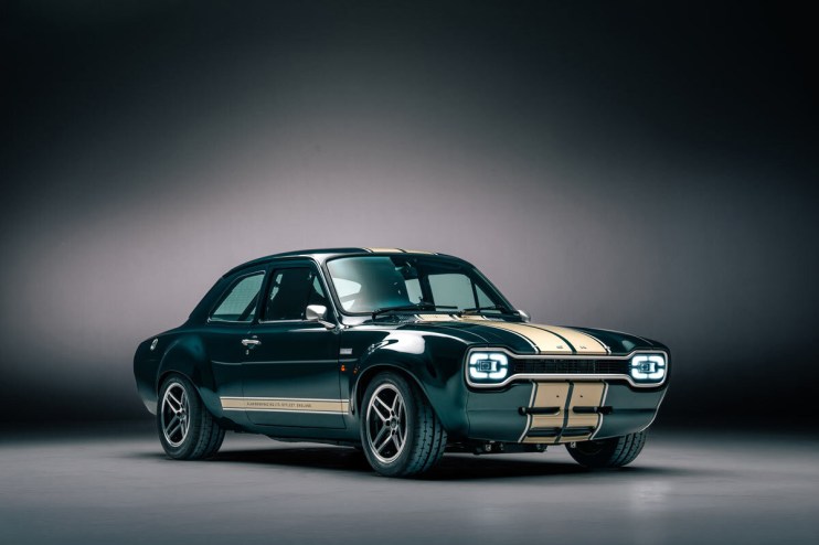 Boreham Ford Escort RS car showcasing classic design and performance features at an automotive event.