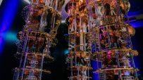 Advanced quantum computer with intricate circuits and glowing interface, illustrating cutting-edge technology innovations
