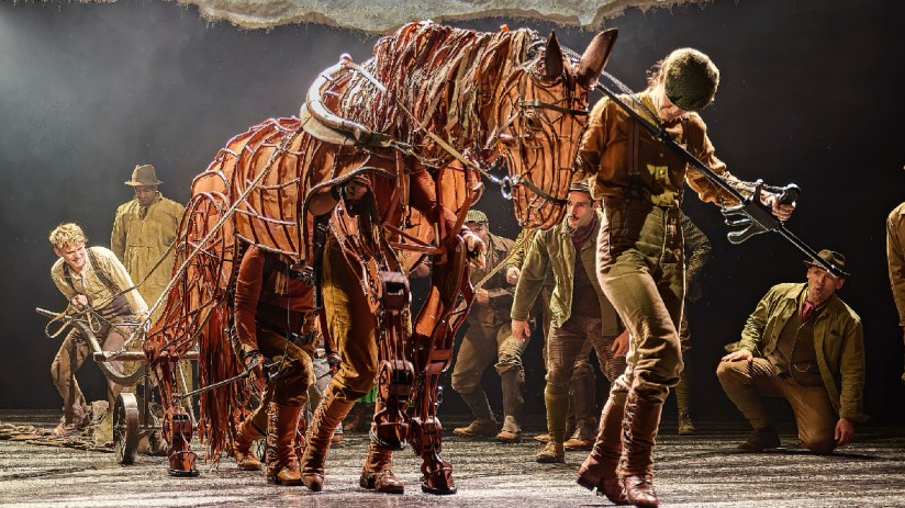 Majestic war horse standing in a battlefield setting, highlighting its strength and historical significance in warfare.