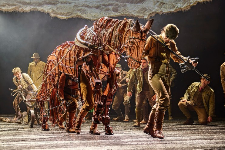 Majestic war horse standing in a battlefield setting, highlighting its strength and historical significance in warfare.