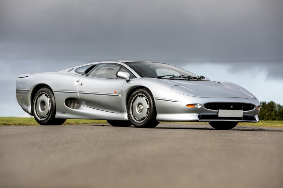 1993 Jaguar XJ220 sports car, a powerful and iconic vehicle, parked.