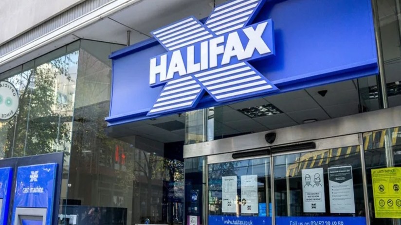 Halifax branch exterior showcasing modern architecture and signage, highlighting financial services in a bustling city area