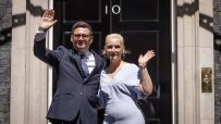 Andy Burnham, Mayor of Greater Manchester, stands outside 10 Downing Street.