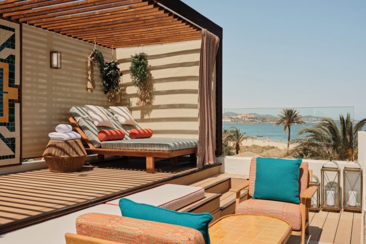 Luxurious COYA Ibiza Mirador Roof Top Suite with stunning views, elegant decor, and premium amenities for a lavish stay.