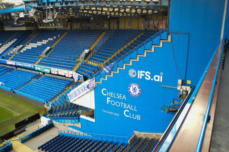 Chelsea FC press conference announcing new manager appointment with club executives and media present