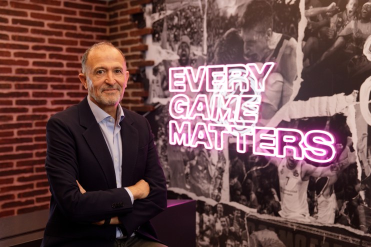 Chus Bueno speaking at Euroleague Basketball event, highlighting leadership in sports management and international collabo...