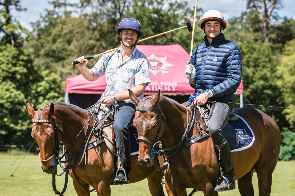 Tommy Beresford in action during a heated polo match, showcasing intense rivalry and skill in a competitive sports setting.