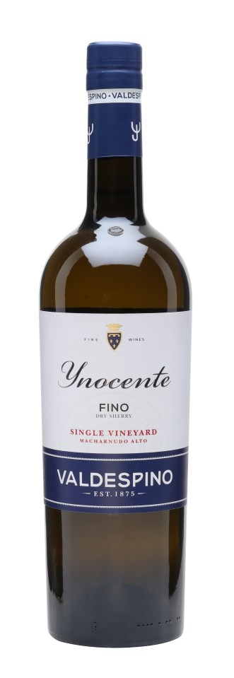Valdespino Fino Inocente bottle with elegant label design, showcasing a premium sherry wine on a business news website