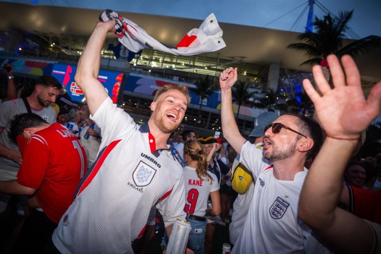 Exciting World Cup match action with players in dynamic play, showcasing international sportsmanship and competition