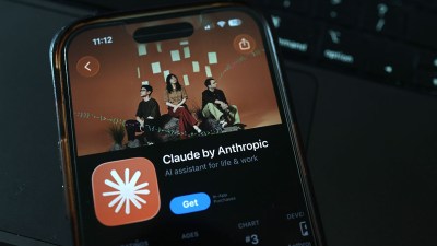 Smartphone displaying the Claude by Anthropic AI assistant app, showing the app icon and interface.