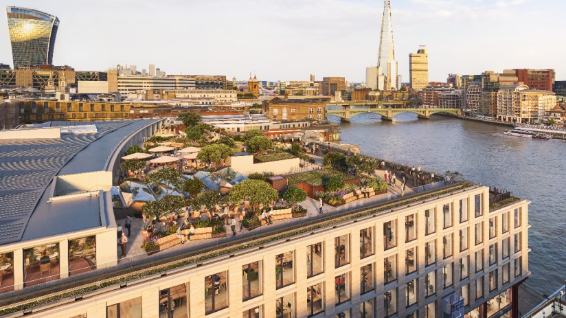 Coq dArgent financial district restaurant exterior with modern architecture and rooftop terrace ambiance