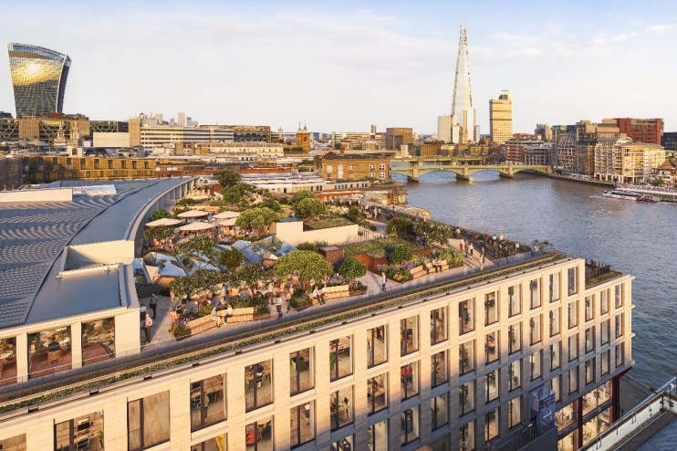 Coq dArgent financial district restaurant exterior with modern architecture and rooftop terrace ambiance
