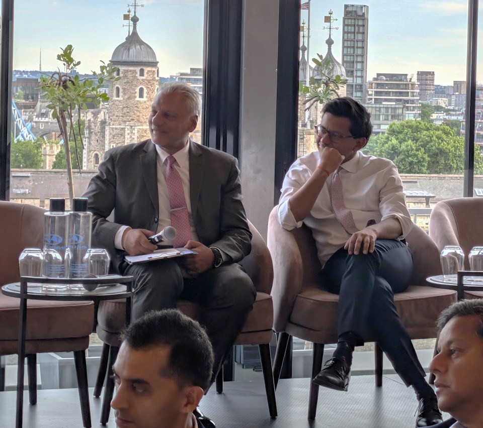 Indiaspora event attendees networking at a scenic London skyline venue, fostering India-UK cultural and business ties