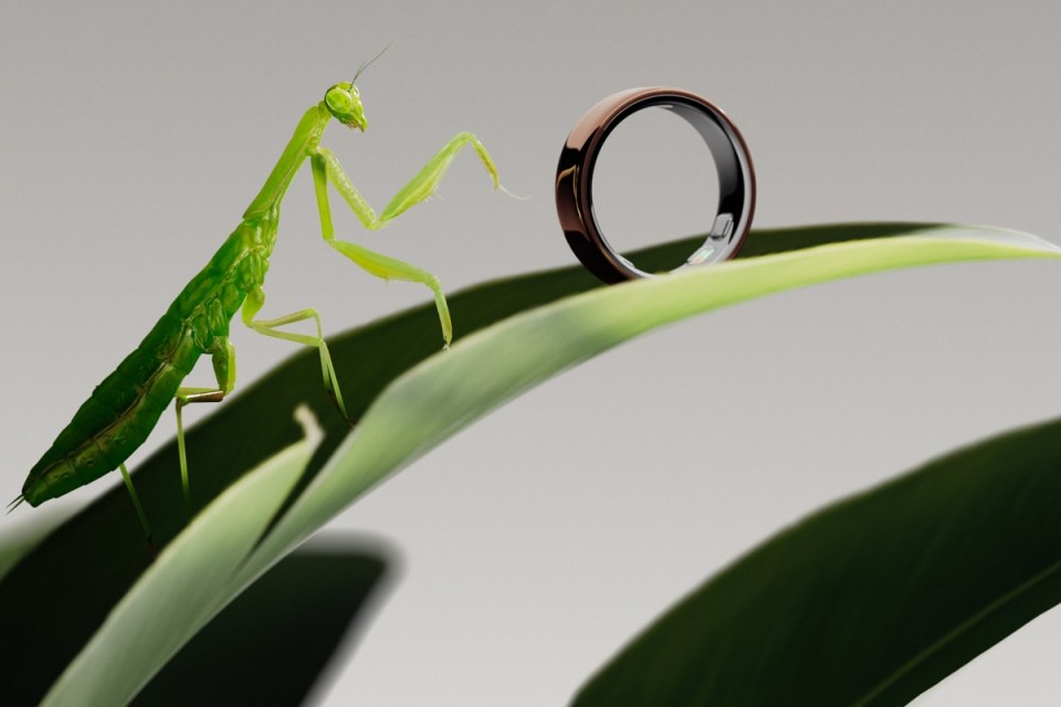 Oura 5 ring showcasing Mantis design against a stylish background, highlighting its advanced health-tracking features.