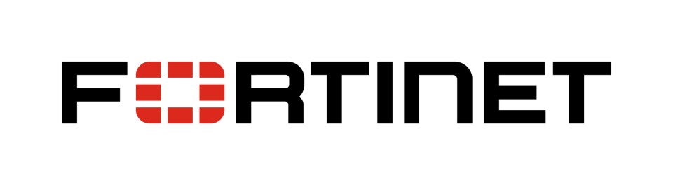 Fortinet logo in black text with a red grid-like symbol replacing the O in the company name