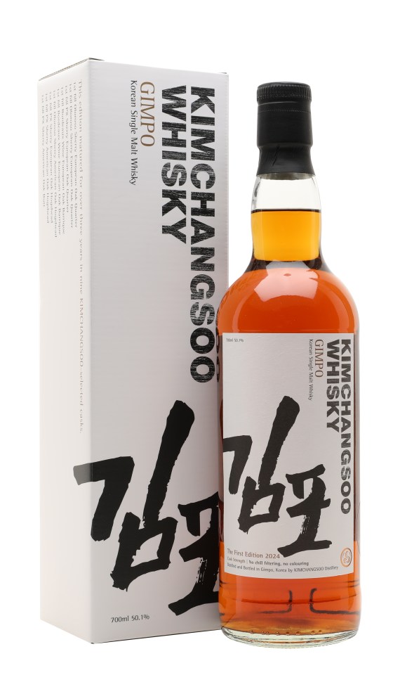 Kimchangsoo Gimpo Korean Single Malt Whisky bottle and box, First Edition 2024, 700ml 50.1%