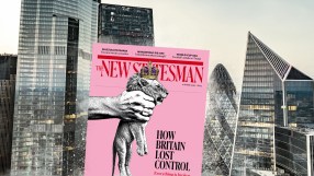 New Statesman magazine cover, How Britain Lost Control, with a crowned lion held by a hand, over a city skyline.